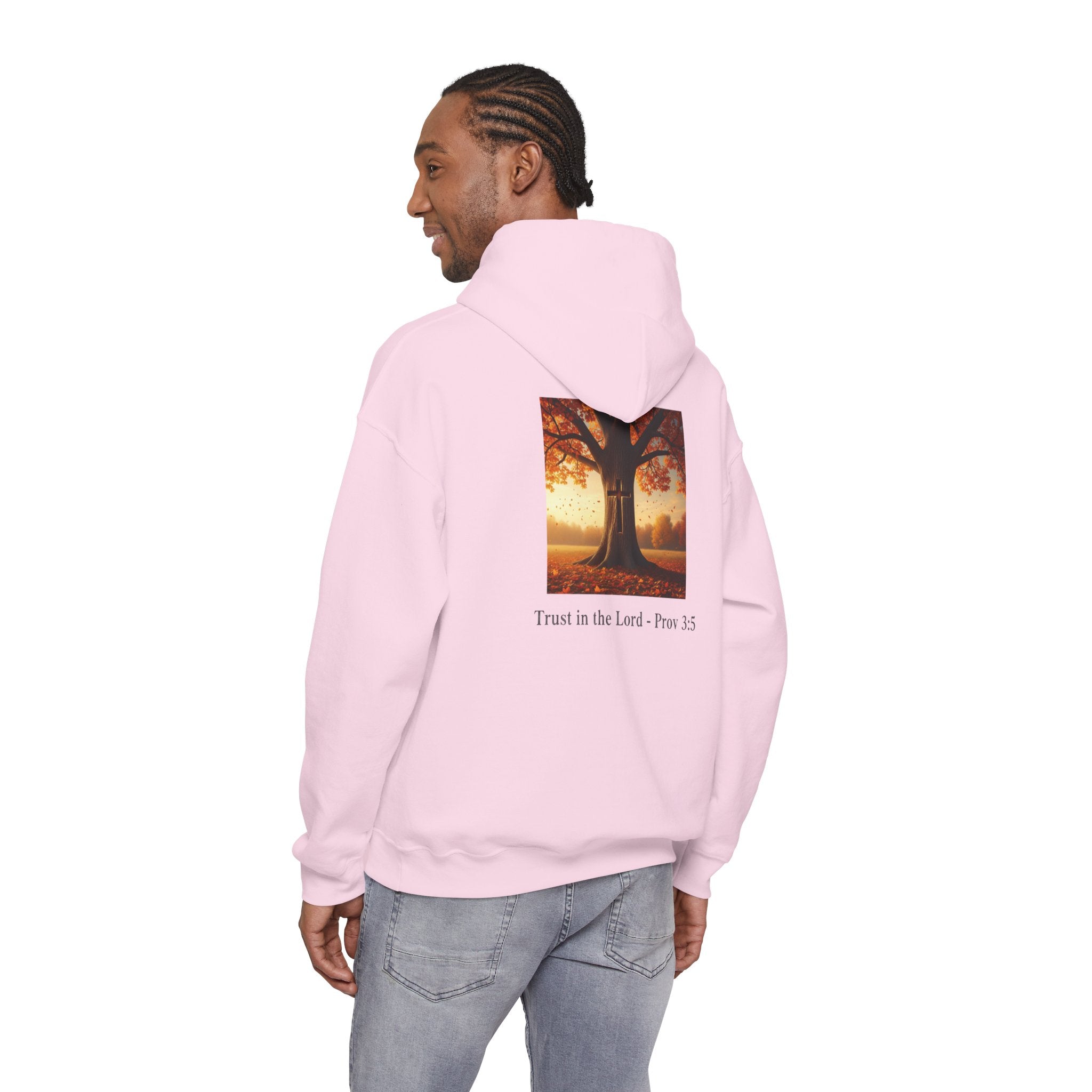 Trust in the Lord Hoodie – Autumn Tree Proverbs 3:5 Christian Hoodie for Cozy Faith Printify