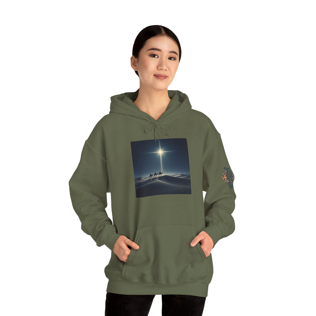 3 Wise Men Hoodie – Magi Camels Nativity Journey Christian Christmas Sweatshirt for Epiphany Faith & Holy Night Printify