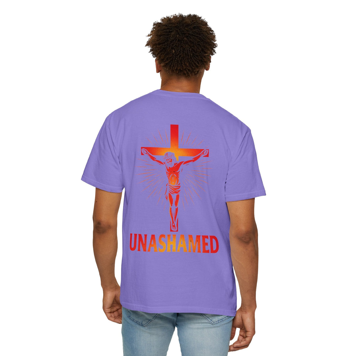 Unashamed T-shirt – Romans 1:16 Crucifixion Christian t-shirt for Bold Unwavering Faith Red Printify