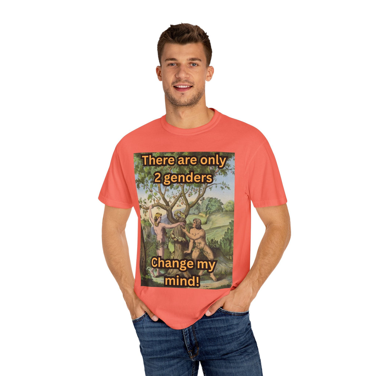 There Are Only 2 Genders T-Shirt – Adam & Eve Cross Christian Tee for Bold Faith Printify
