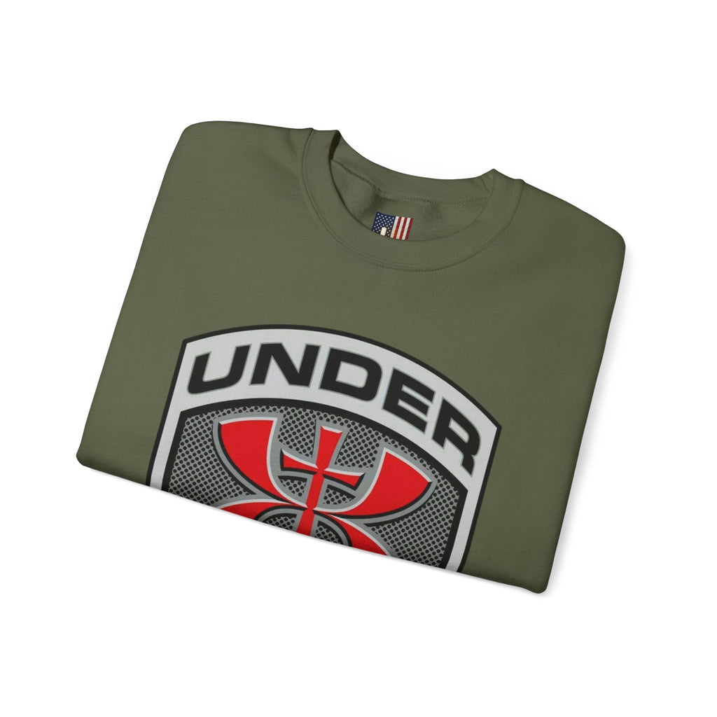 Under His Armor Crewneck Sweatshirt — Christian Faith Graphic Pullover Printify
