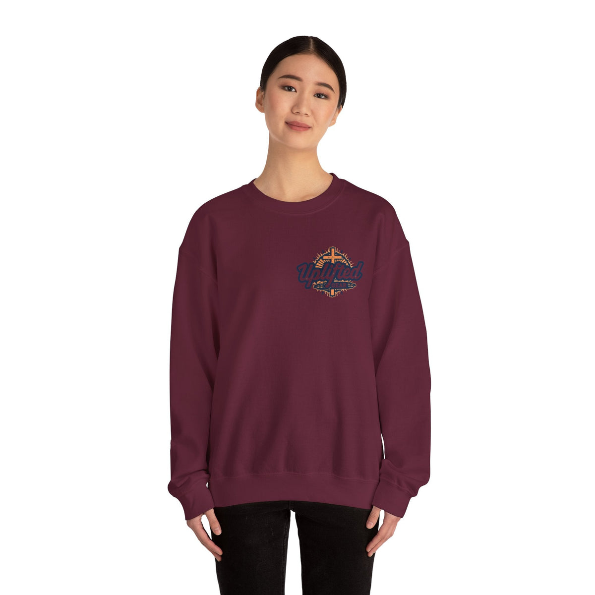 Walk by Faith, Not by Sight Sweatshirt – Moonlit Footprints Christian Sweatshirt for Cozy Nights Printify