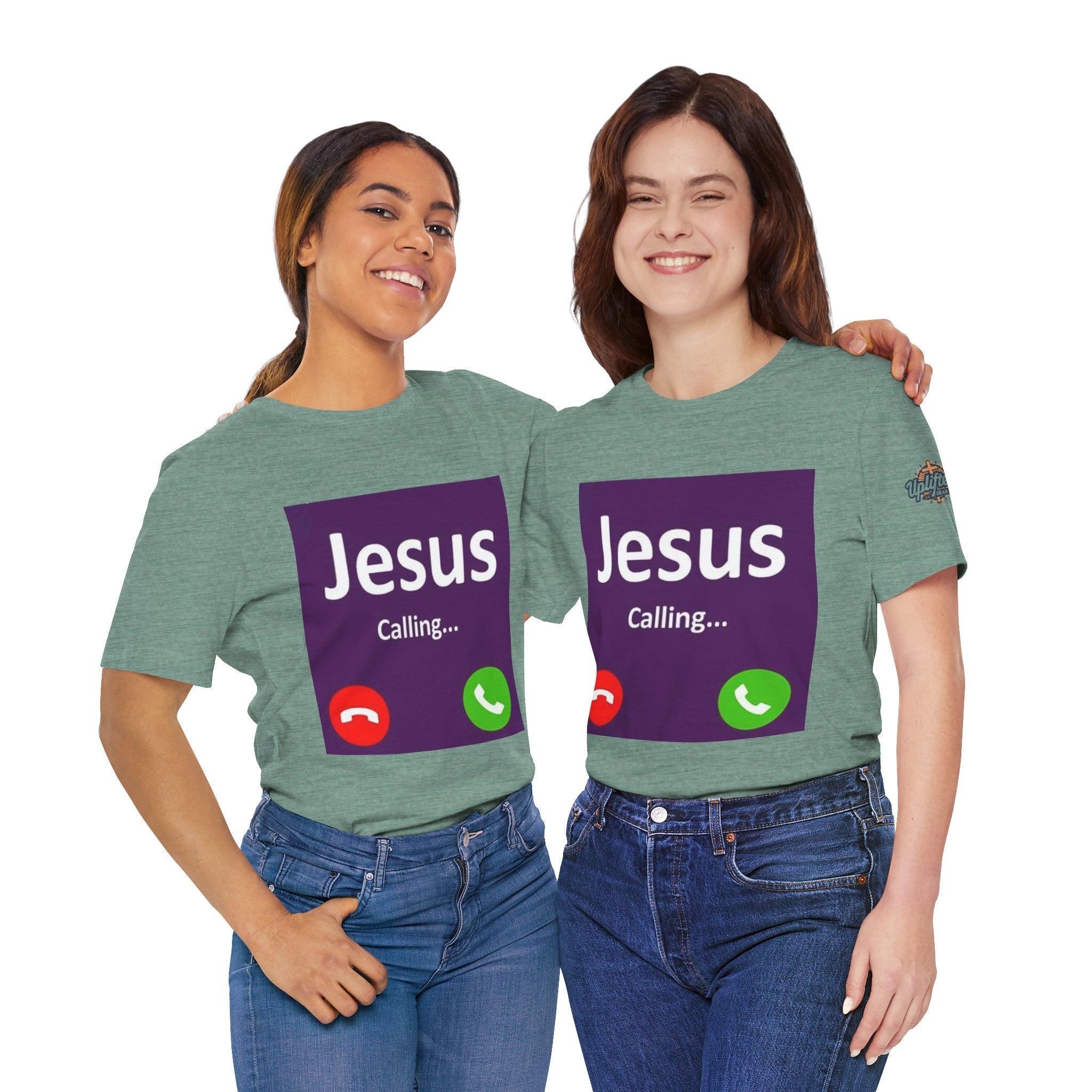 Jesus Calling T-shirt – Funny Cell Phone Screen Christian T-shirt for Divine Connection & Faith Humor Printify
