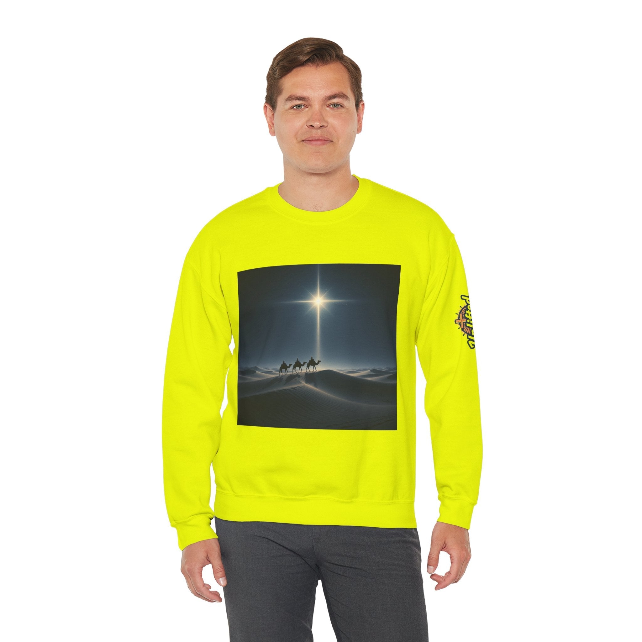 3 Wise Men Sweatshirt – Magi Camels Nativity Journey Christian Christmas Sweatshirt for Epiphany Faith & Holy Night Printify