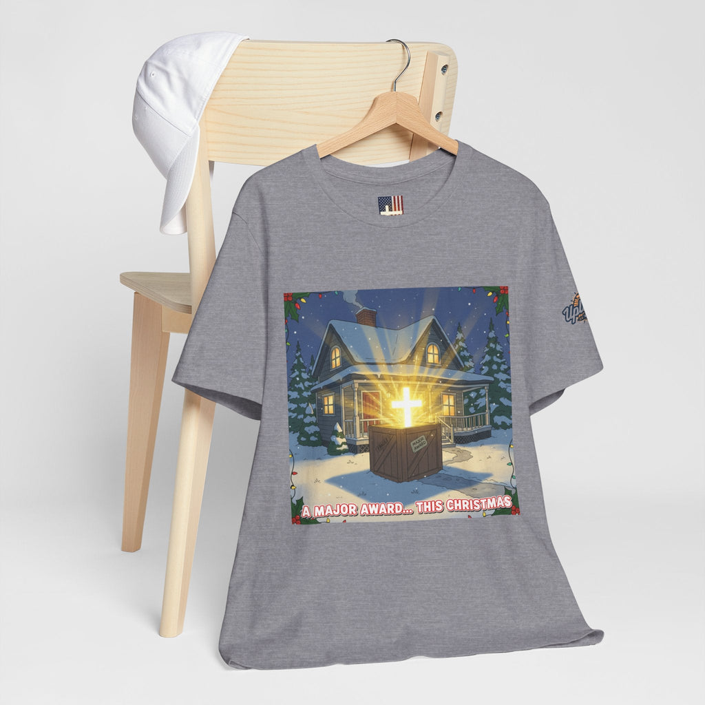 A Major Award This Christmas T-shirt – Fragile Leg Lamp Parody Cross Unboxing Christian T-shirt for Hilarious Faith & Holiday Glow Printify