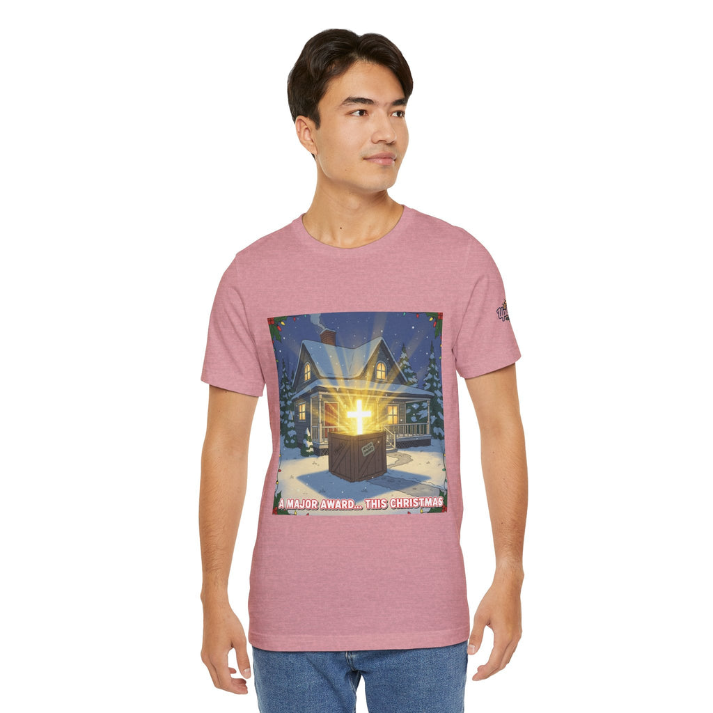 A Major Award This Christmas T-shirt – Fragile Leg Lamp Parody Cross Unboxing Christian T-shirt for Hilarious Faith & Holiday Glow Printify