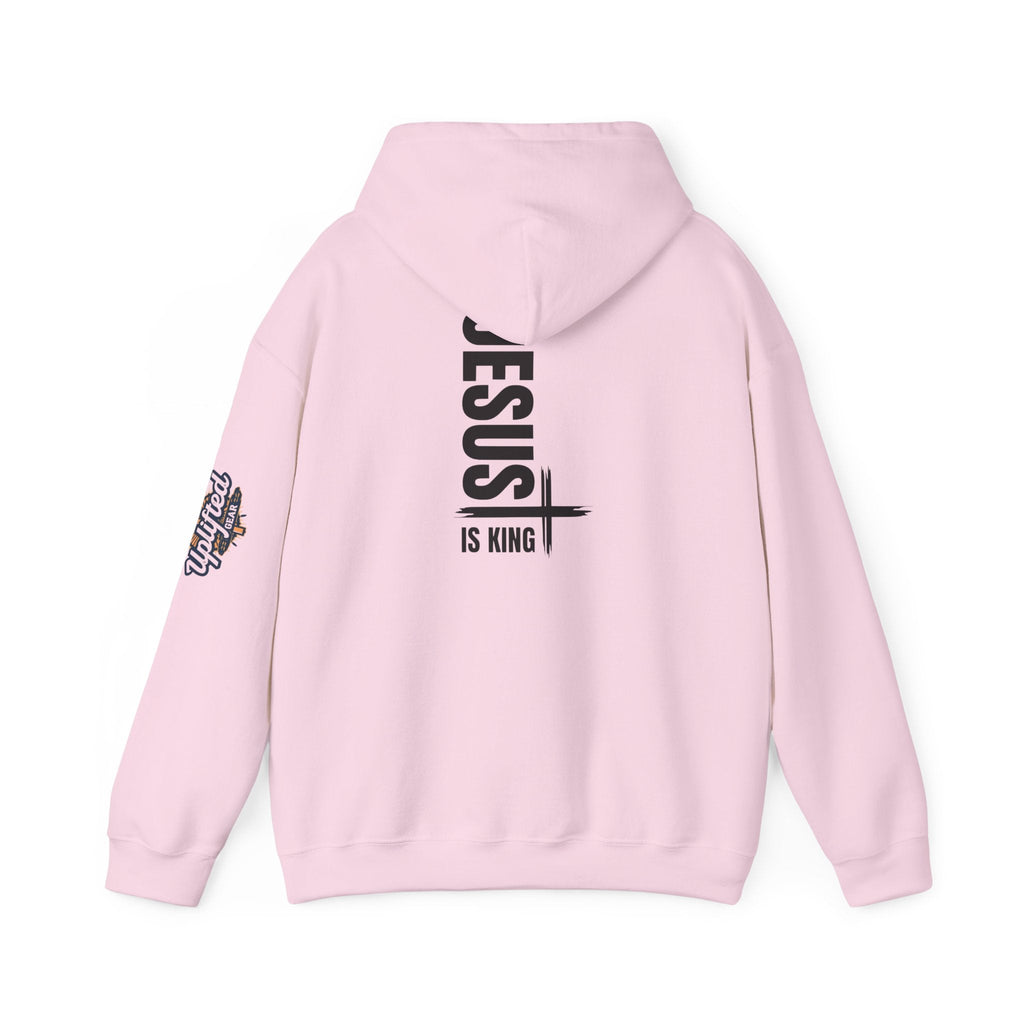 Jesus Is King Hoodie | Modern Typographic Cross Christian Hoodie Printify