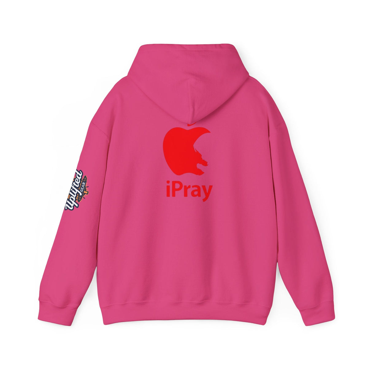 iPray Apple Logo Hoodie — Funny Christian Hoodie (Minimal Red Apple Graphic) Printify