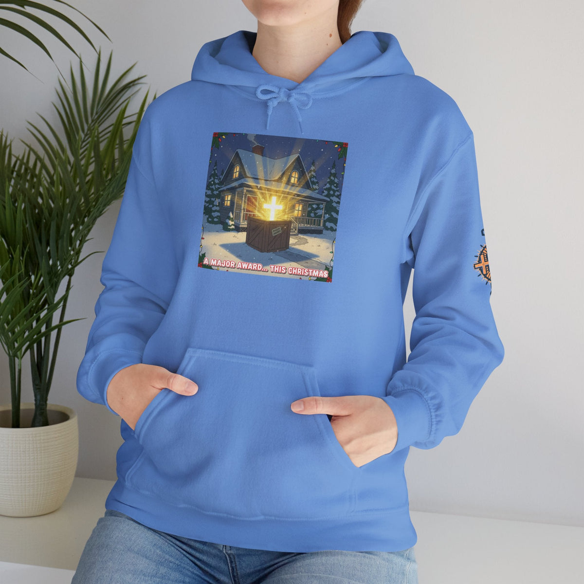 A Major Award This Christmas Hoodie – Fragile Leg Lamp Parody Cross Unboxing Christian Sweatshirt for Hilarious Faith & Holiday Glow Printify