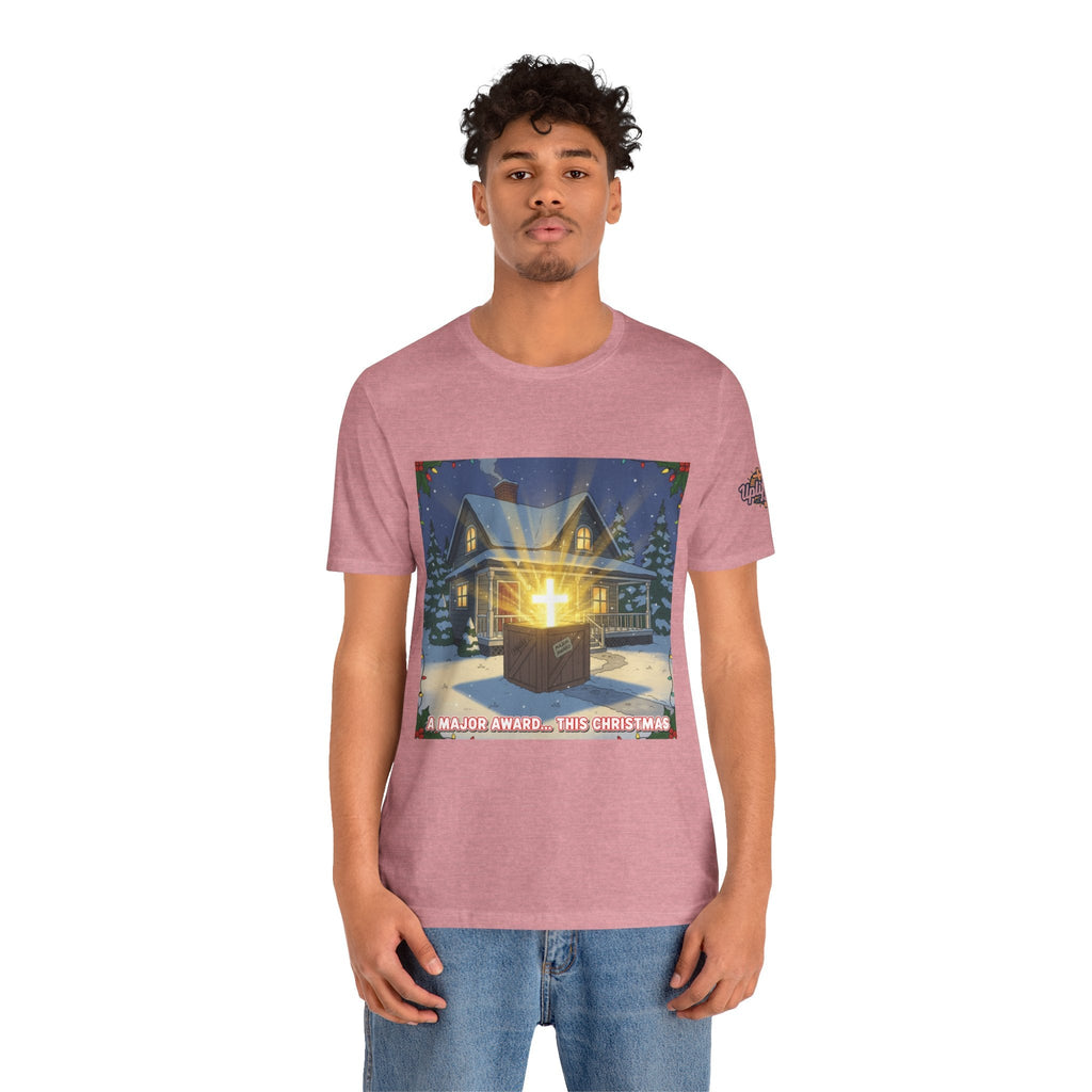 A Major Award This Christmas T-shirt – Fragile Leg Lamp Parody Cross Unboxing Christian T-shirt for Hilarious Faith & Holiday Glow Printify
