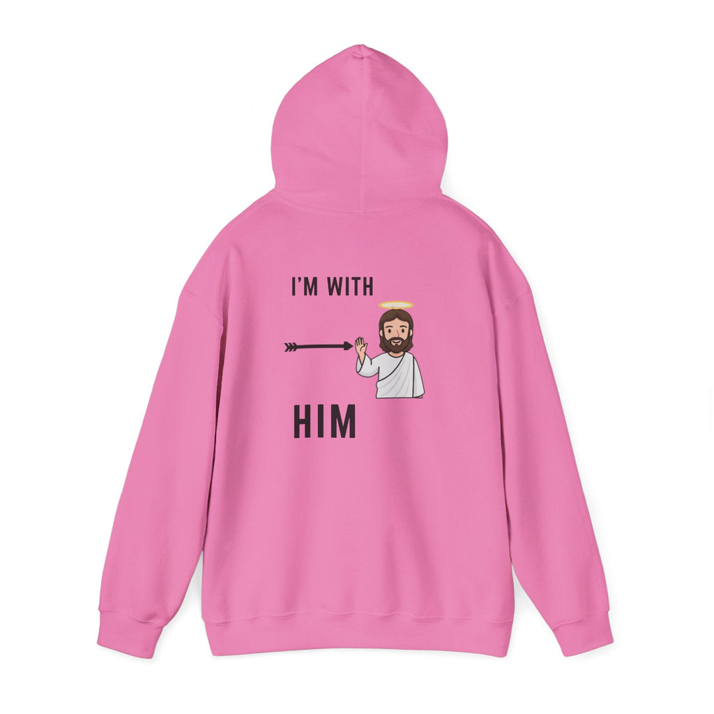 🔥 I’m With Him → Christian Hoodie | Arrow Pointing to Jesus | Minimalist Faith Tee | Subtle Cross Design | Bible-Inspired Apparel by Uplifted Gear Printify