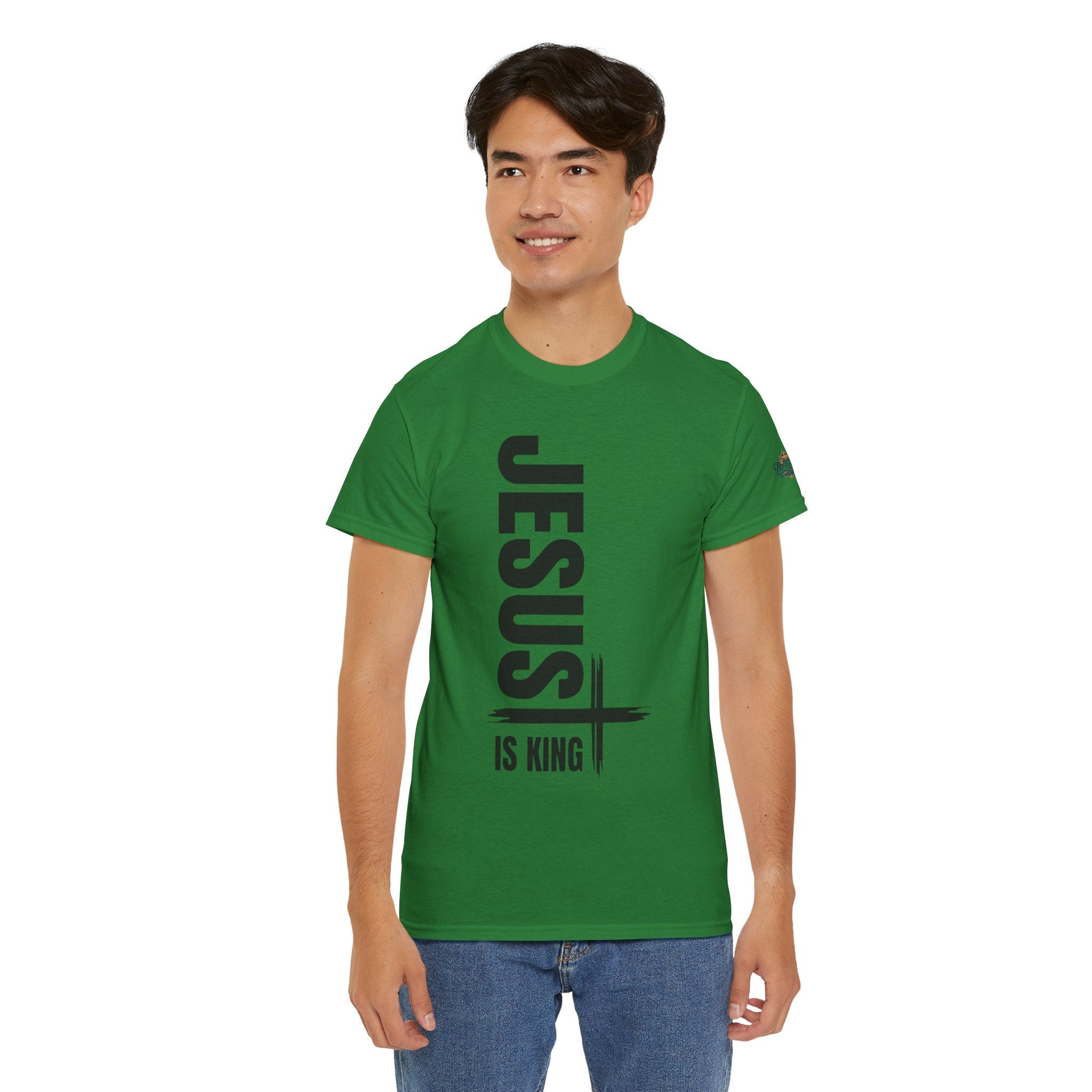 Jesus Is King T-shirt | Modern Typographic Cross Christian T-shirt Printify