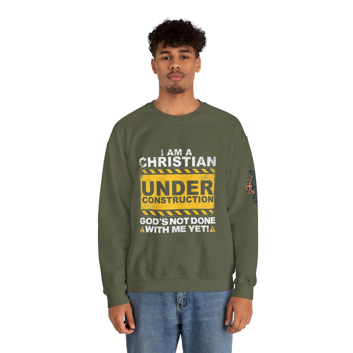 Christian Under Construction Sweatshirt | God Is Not Done With Me Yet Sweatshirt Printify