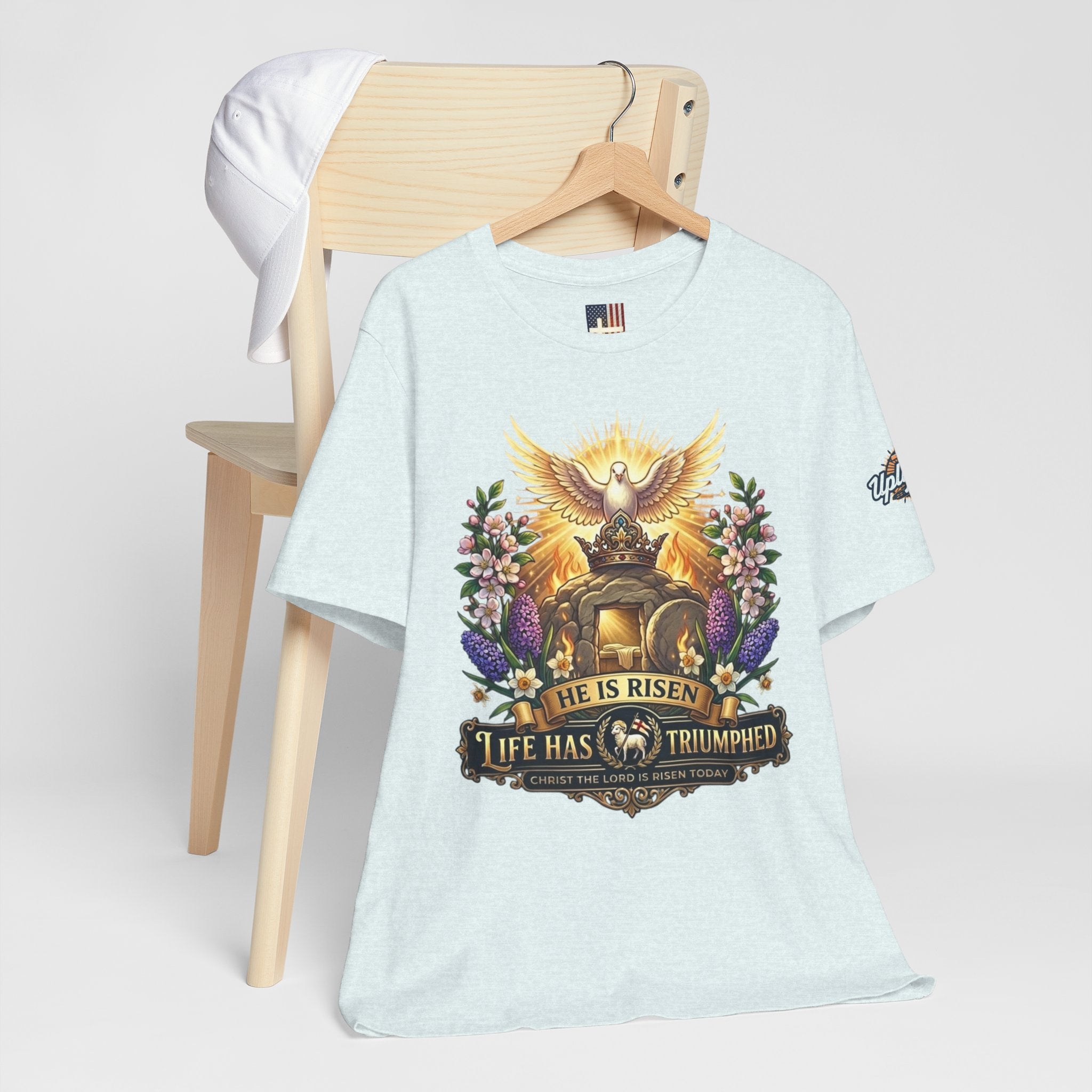 He Is Risen "Life Has Triumphed" T-Shirt — Easter Resurrection Christian Tee Printify