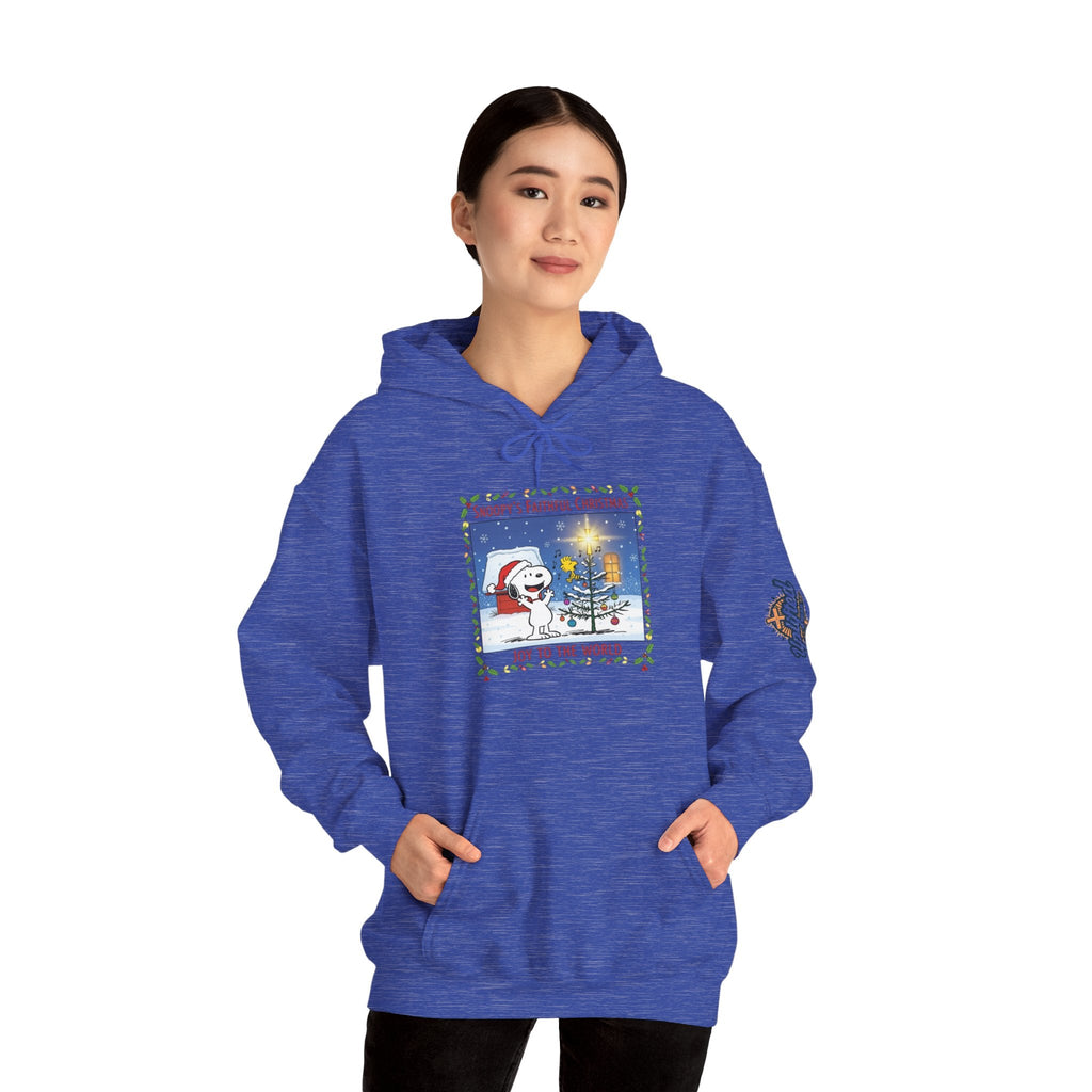 🎄 Faithful Christmas Friends – Christian Holiday Hoodie | Festive Tree & Cartoon Duo | Heartwarming Christmas Tee by Uplifted Gear Printify