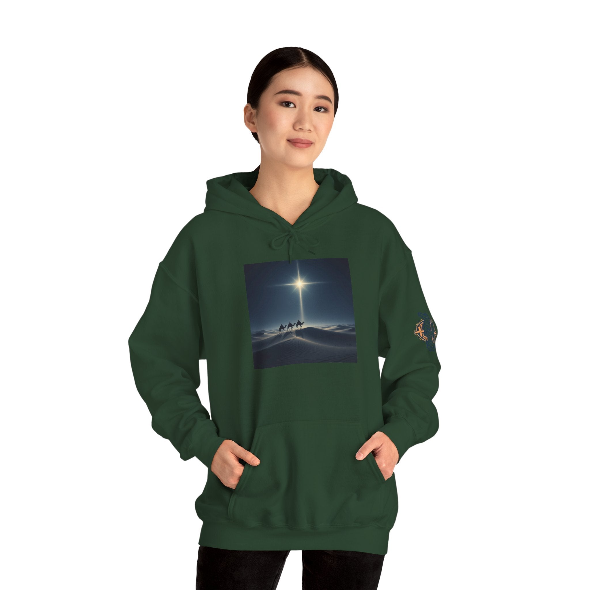 3 Wise Men Hoodie – Magi Camels Nativity Journey Christian Christmas Sweatshirt for Epiphany Faith & Holy Night Printify