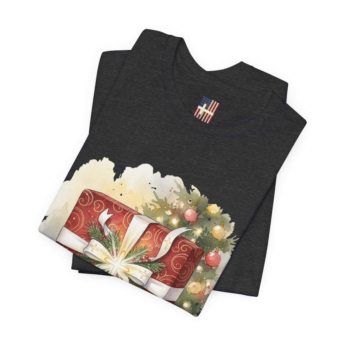 The Greatest Gift T-shirt – Cross Bow Present Christian T-shirt for Christmas Salvation & Eternal Faith Printify