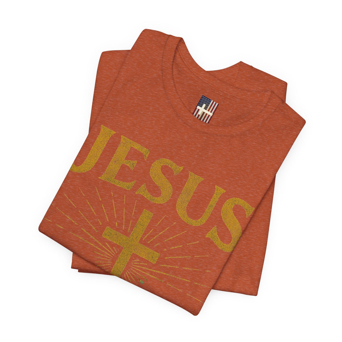 Jesus Saves T-shirt – Radiant Cross & Rays of Light Christian T-shirt for Eternal Hope & Faith Printify