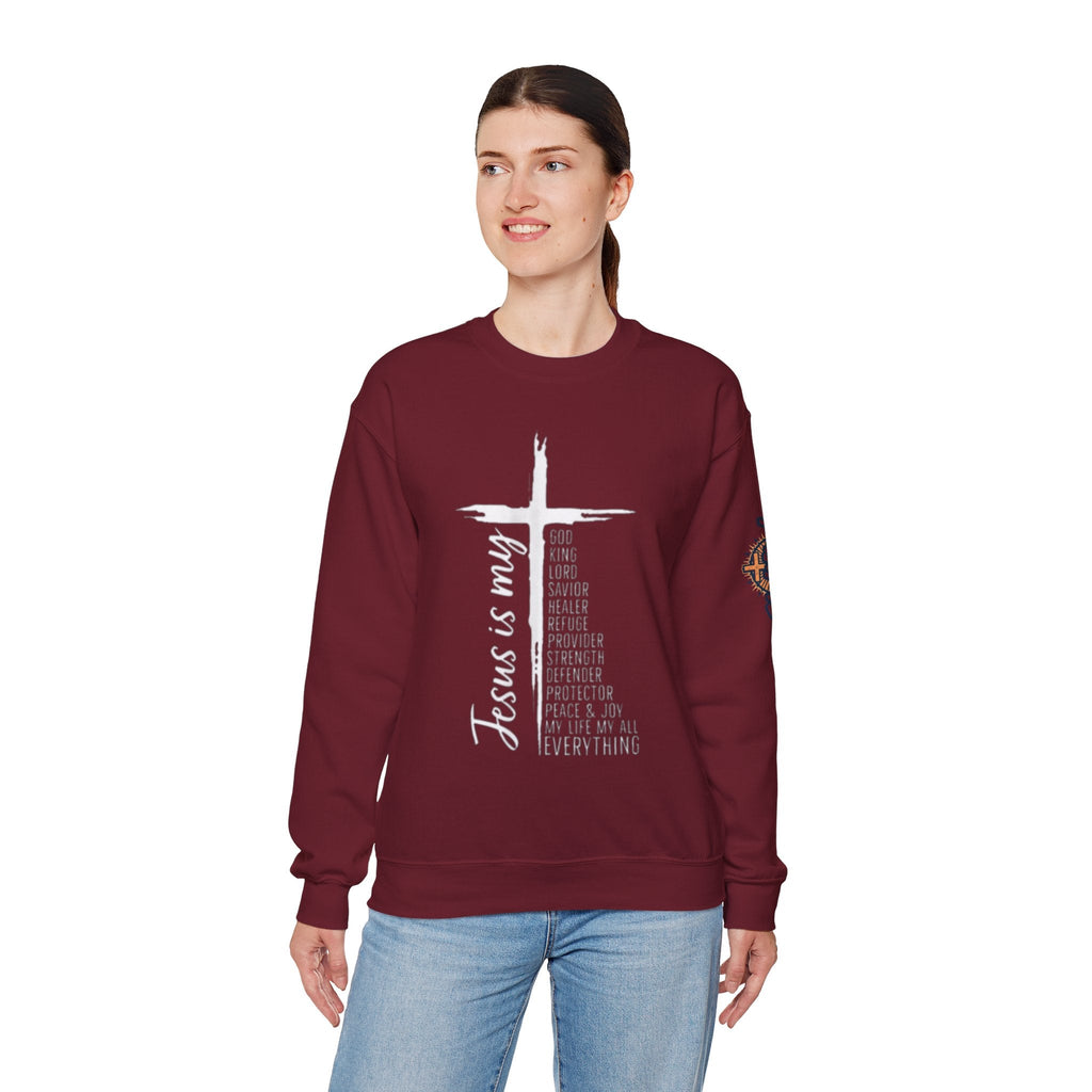 Jesus Is My Everything Sweatshirt – Cross List God King Lord Savior Christian Sweatshirt for Total Surrender Faith Printify