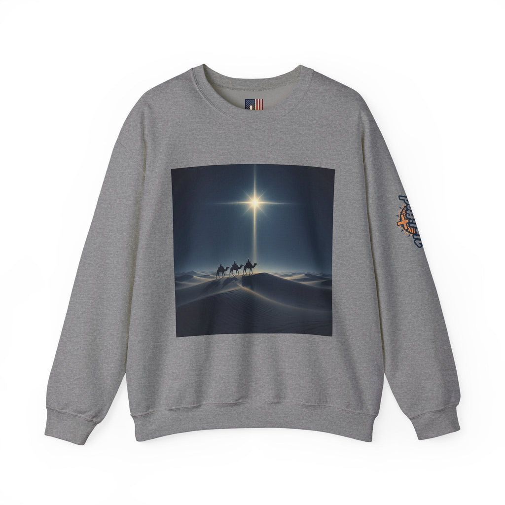 3 Wise Men Sweatshirt – Magi Camels Nativity Journey Christian Christmas Sweatshirt for Epiphany Faith & Holy Night Printify