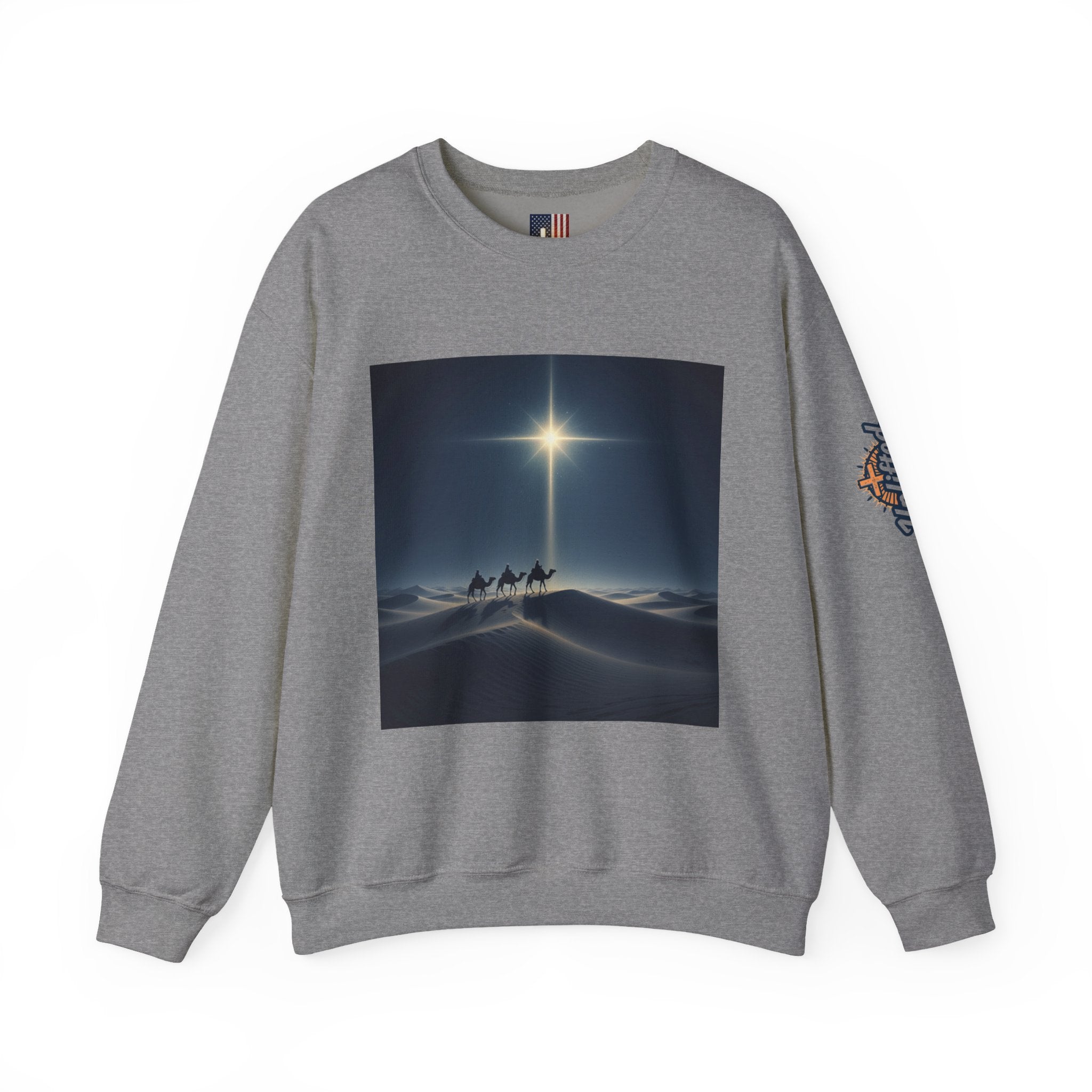 3 Wise Men Sweatshirt – Magi Camels Nativity Journey Christian Christmas Sweatshirt for Epiphany Faith & Holy Night Printify