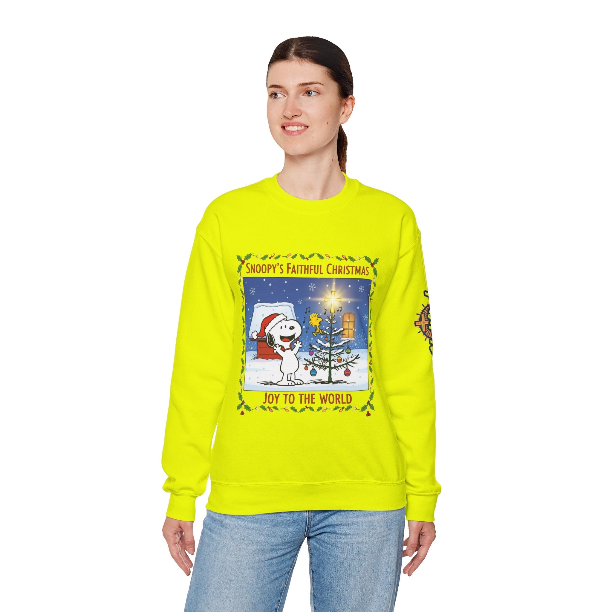 🎄 Faithful Christmas Friends – Christian Holiday Sweatshirt | Festive Tree & Cartoon Duo | Heartwarming Christmas Tee by Uplifted Gear Printify
