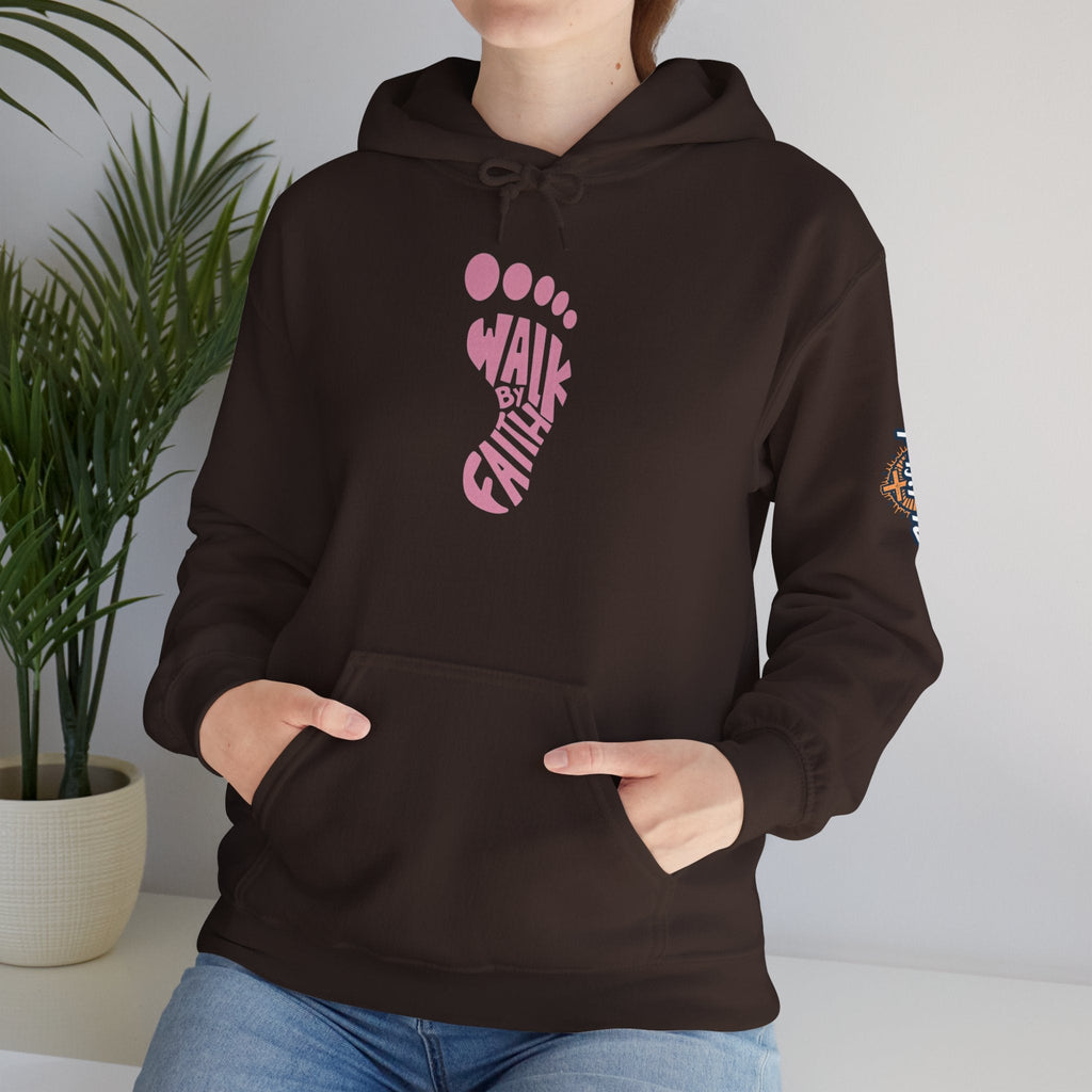 Walk By Faith Footprint Hoodie Printify