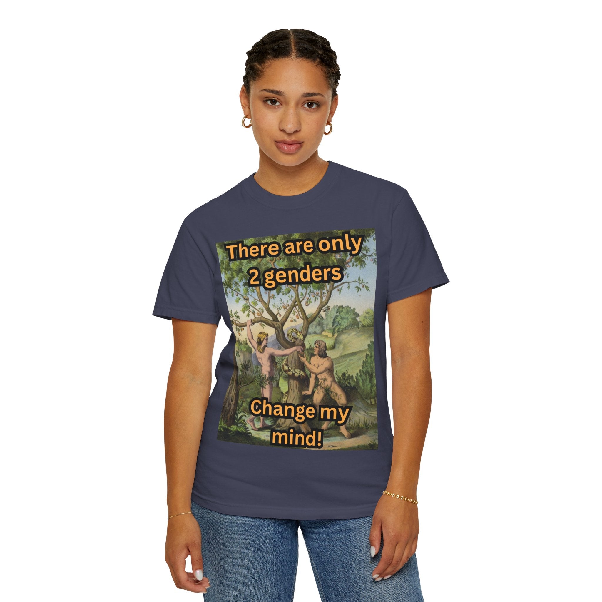 There Are Only 2 Genders T-Shirt – Adam & Eve Cross Christian Tee for Bold Faith Printify