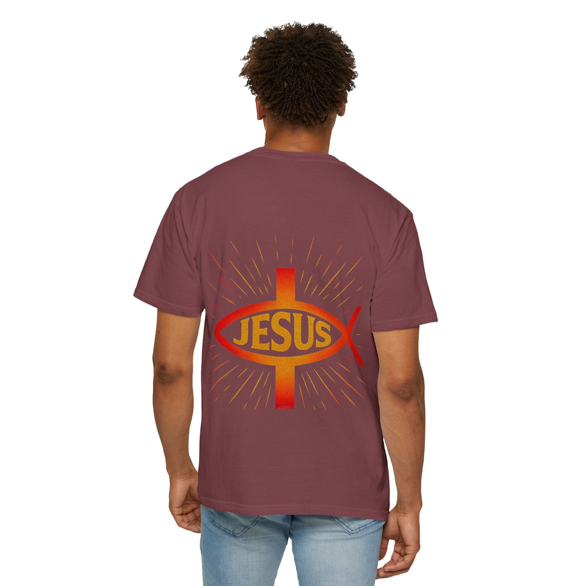 Jesus Ichthys T-shirt – Christian Fish Symbol with Cross & Jesus Inscription T-shirt for Eternal Faith & Streetwear Printify