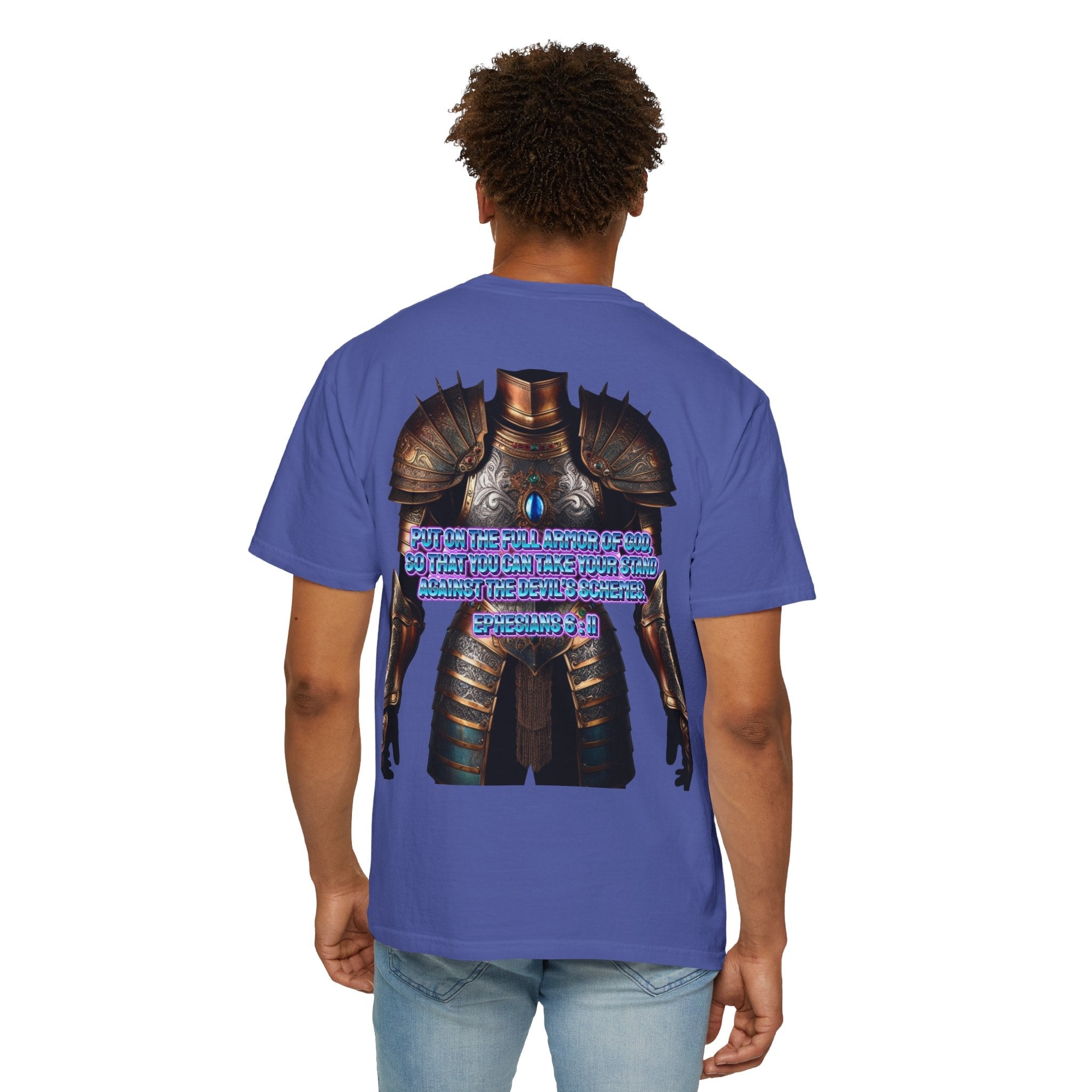 Religious Graphic Tee with Armor Of God Design - Unisex Garment-Dyed T-shirt Printify