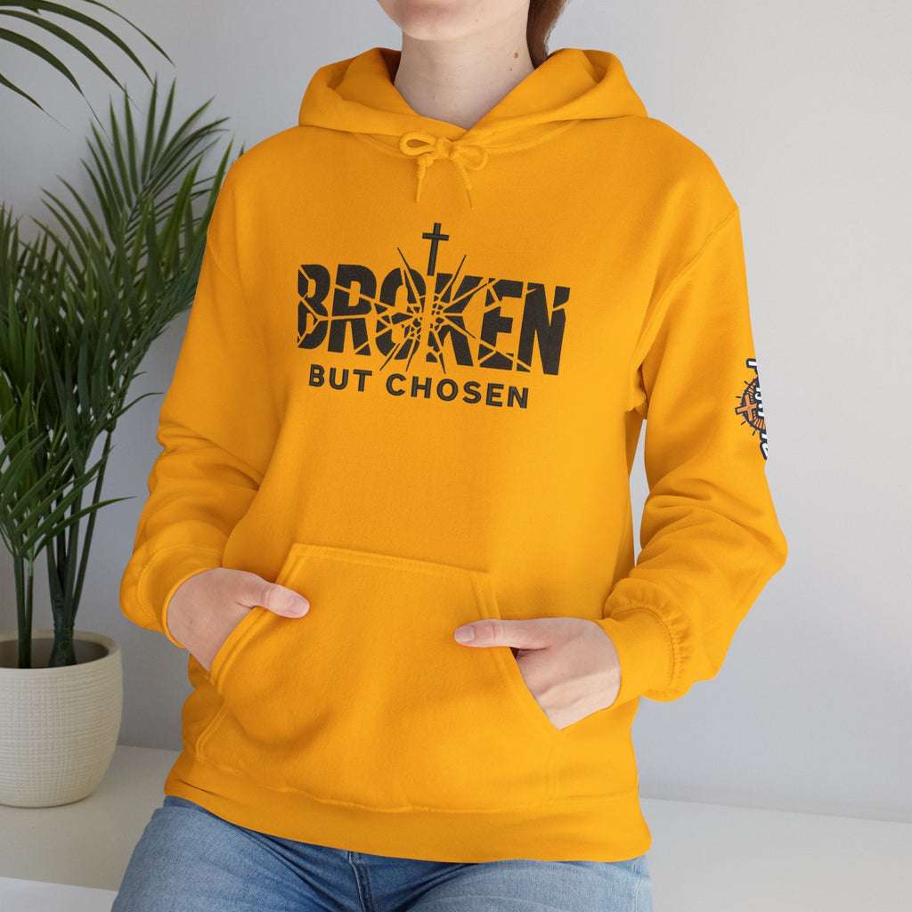 Broken But Chosen Hoodie — Christian Faith Graphic Sweatshirt Printify