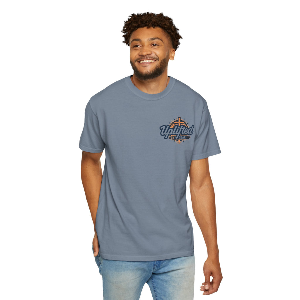 ✨ Chosen. Loved. Redeemed. – Elegant Christian T-Shirt | Gold Foil Faith Tee | Subtle Cross & Heart Design | Inspirational Bible Verse Apparel by Uplifted Gear Printify