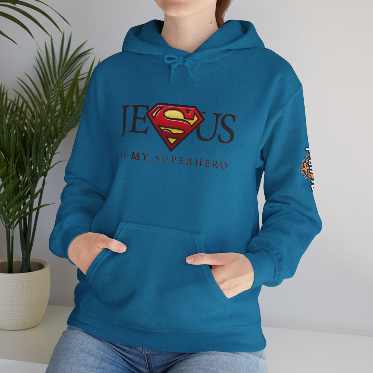 Jesus Is My Superhero Hoodie — Christian Faith Graphic Pullover Printify