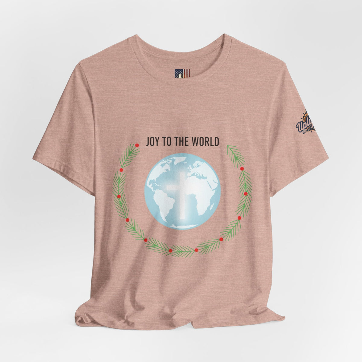 Joy to the World T-shirt – Wreath Earth Nativity Christian Christmas T-shirt for Isaiah 9:6 Holiday Faith & Festive Joy Printify