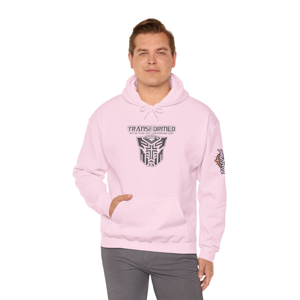 Transformer Logo Christian Hoodie | 2 Corinthians 3:18 Bible Verse Hoodie Printify