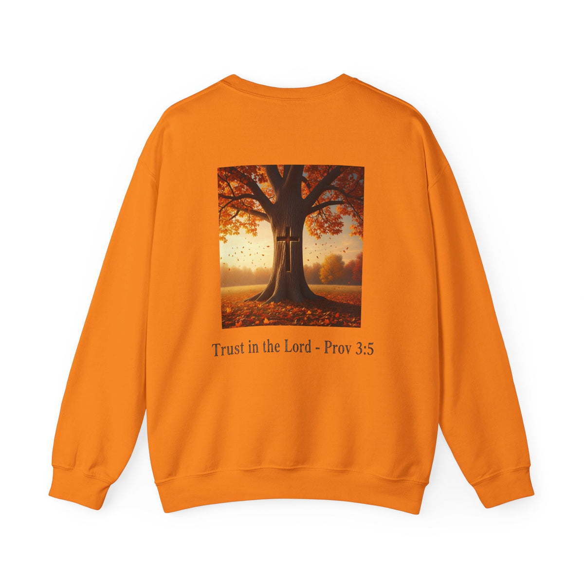 Trust in the Lord Sweatshirt – Autumn Tree Proverbs 3:5 Christian Sweatshirt for Cozy Faith Printify