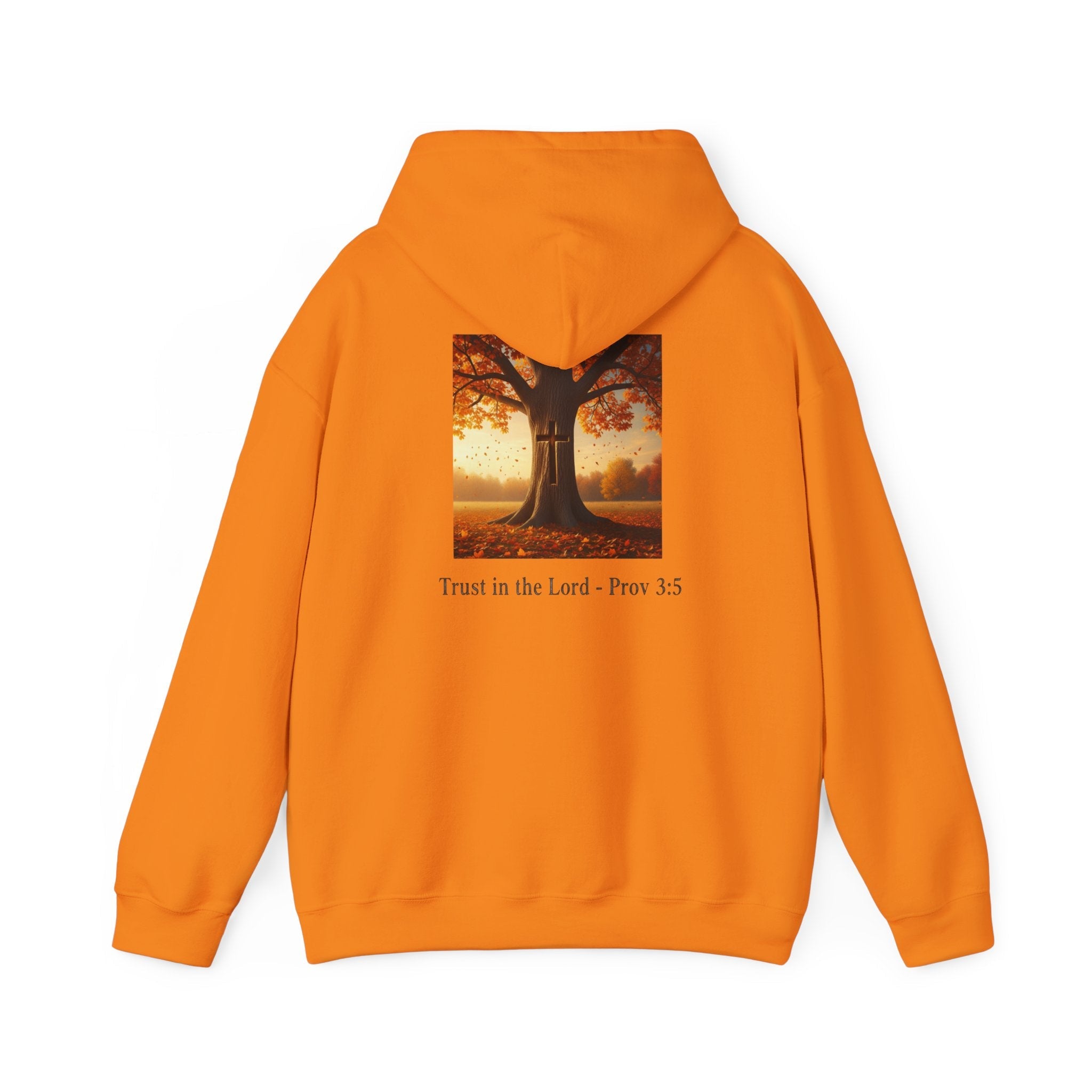 Trust in the Lord Hoodie – Autumn Tree Proverbs 3:5 Christian Hoodie for Cozy Faith Printify