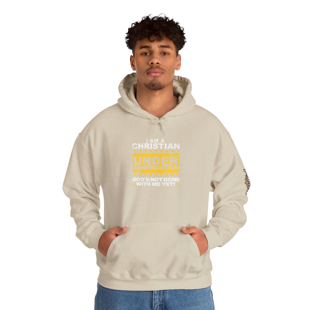 Christian Under Construction Hoodie | God Is Not Done With Me Yet Hoodie Printify