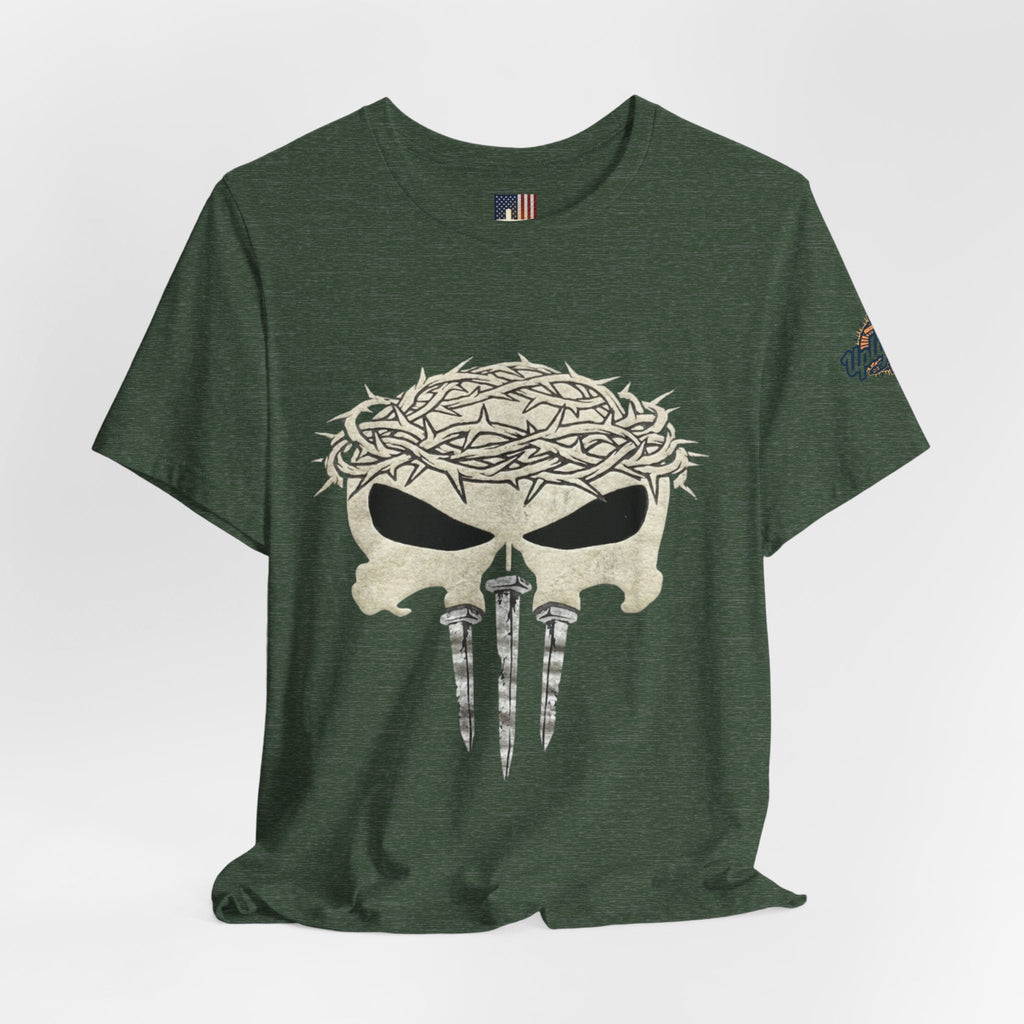 Christian Skull T-shirt - Crown of Thorns & Nails - Warrior Faith T-shirt Printify