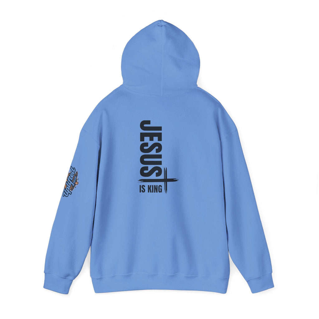 Jesus Is King Hoodie | Modern Typographic Cross Christian Hoodie Printify
