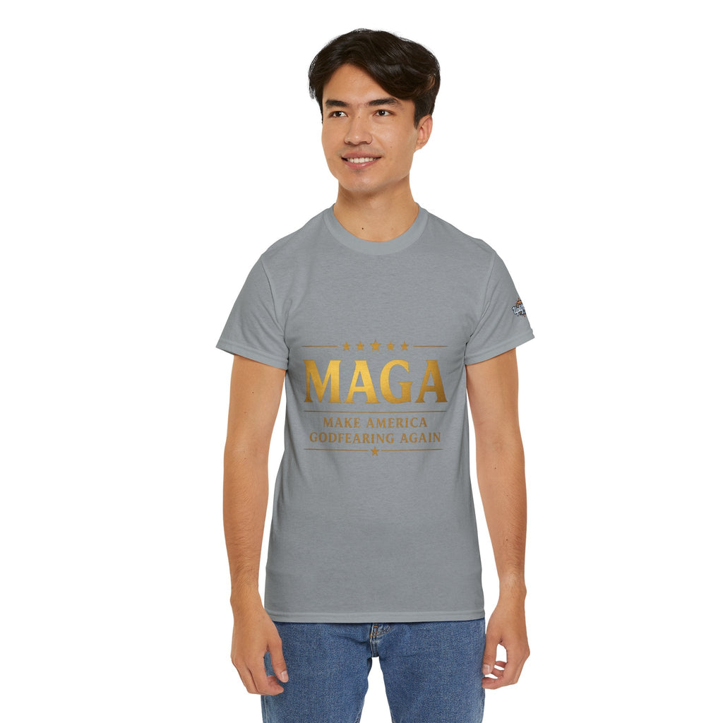 MAGA Gold Letter T-Shirt — "Make America Great Again" Printify