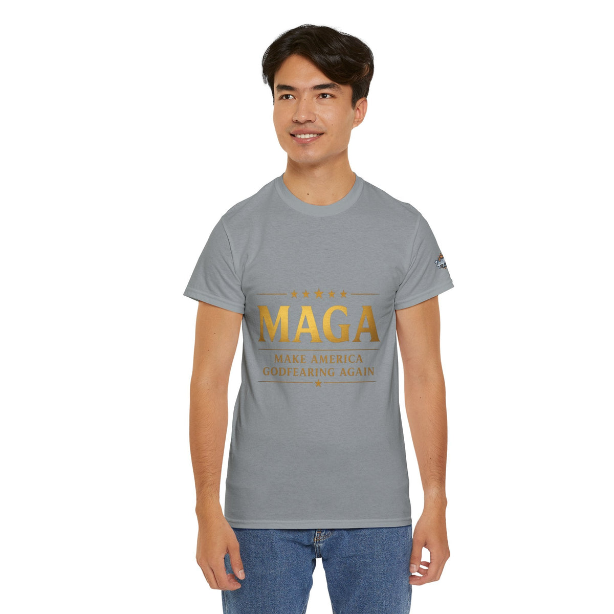 MAGA Gold Letter T-Shirt — "Make America Great Again" Printify