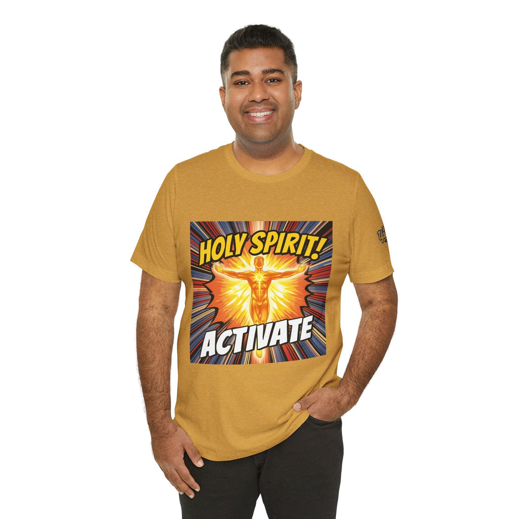Holy Spirit Activate T-shirt – Superhero Christian T-shirt with Vibrant Power-Up Design for Faith-Fueled Boldness Printify