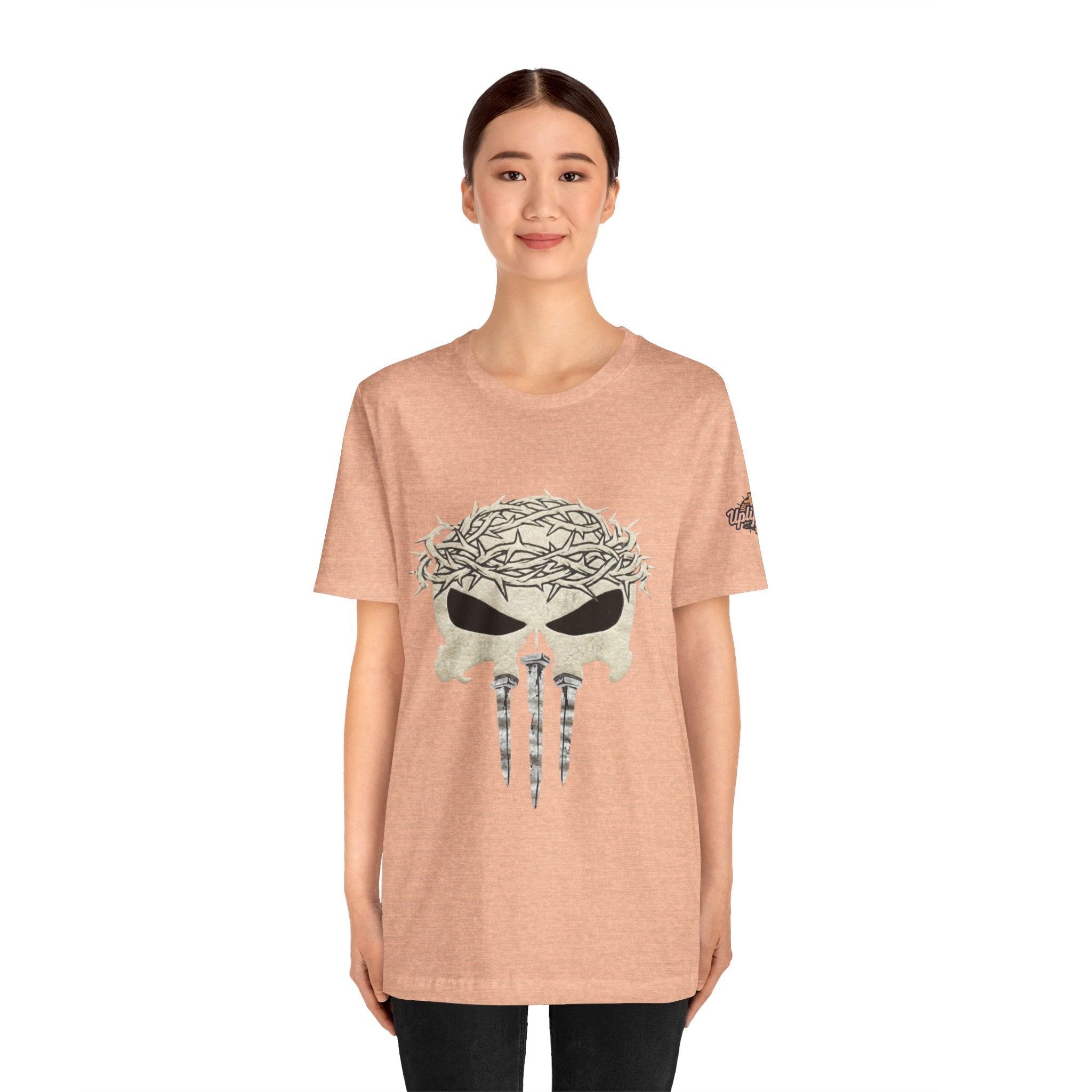 Christian Skull T-shirt - Crown of Thorns & Nails - Warrior Faith T-shirt Printify