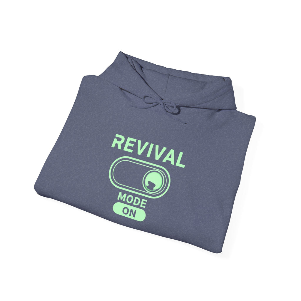 🔥 Revival Mode: ON – Christian Techwear Hoodie | Glowing Green Faith Switch | Futuristic Jesus Shirt | Activate Your Spiritual Awakening | Uplifted Gear Printify