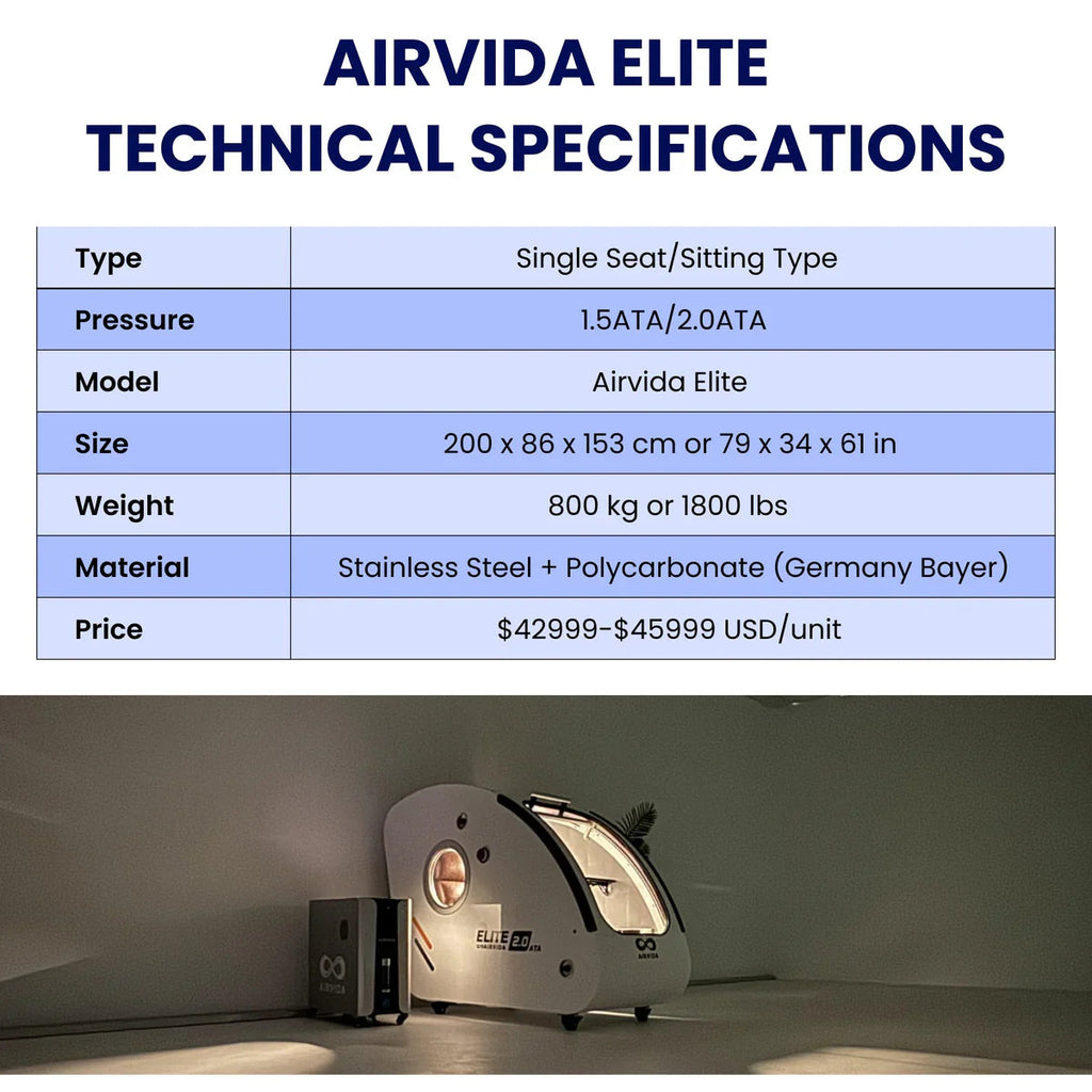Airvida Elite 2.0 ATA Hard Shell Sitting Hyperbaric Chamber LifeMed USA