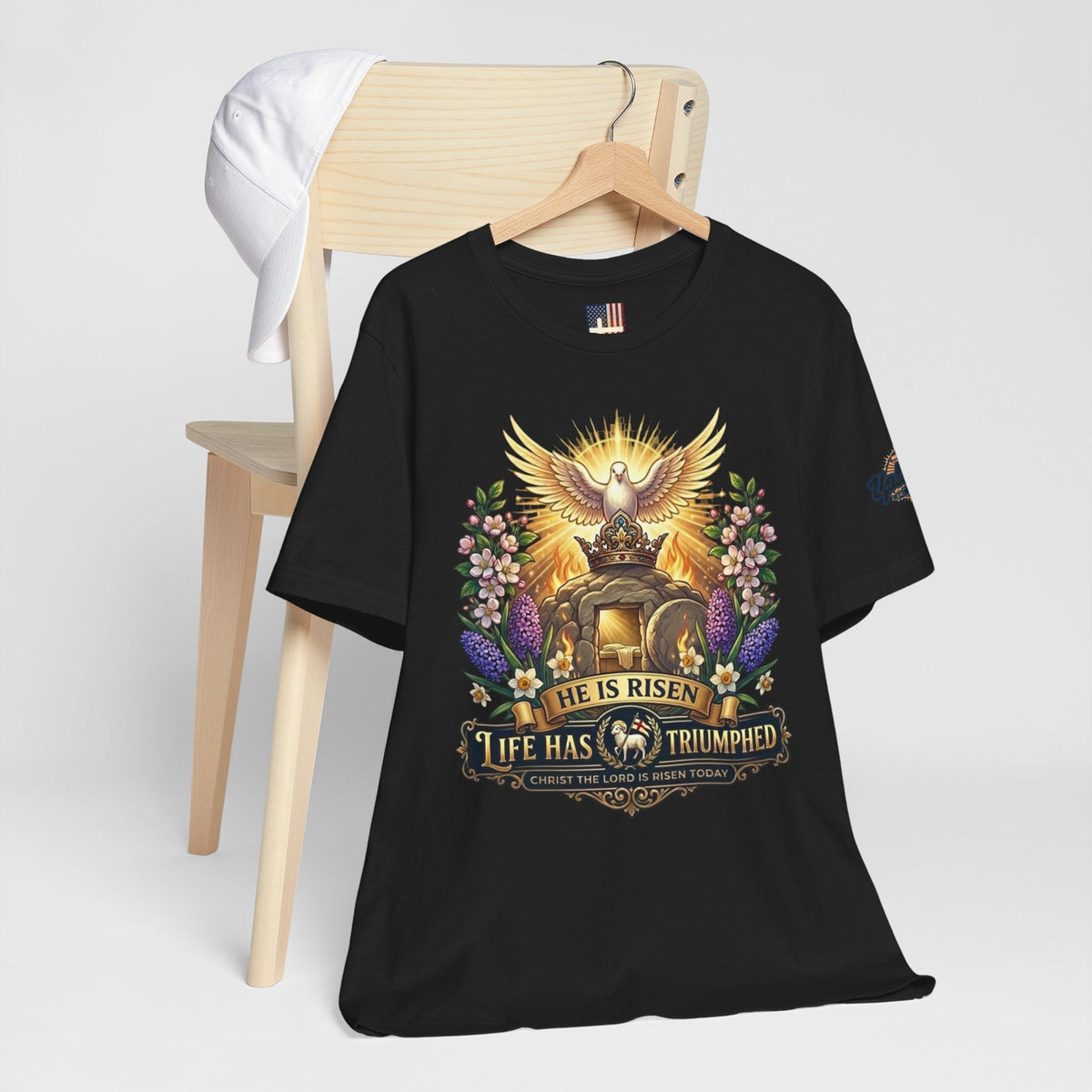 He Is Risen "Life Has Triumphed" T-Shirt — Easter Resurrection Christian Tee Printify