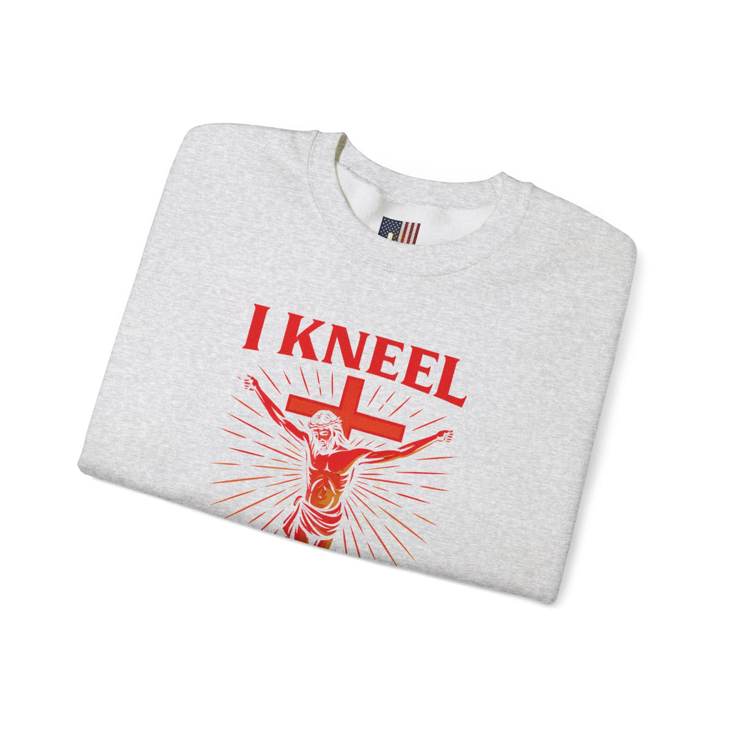 I Kneel to One Man Sweatshirt – Crucifixion Christian Sweatshirt for Unashamed Devotion & Bold Faith Printify