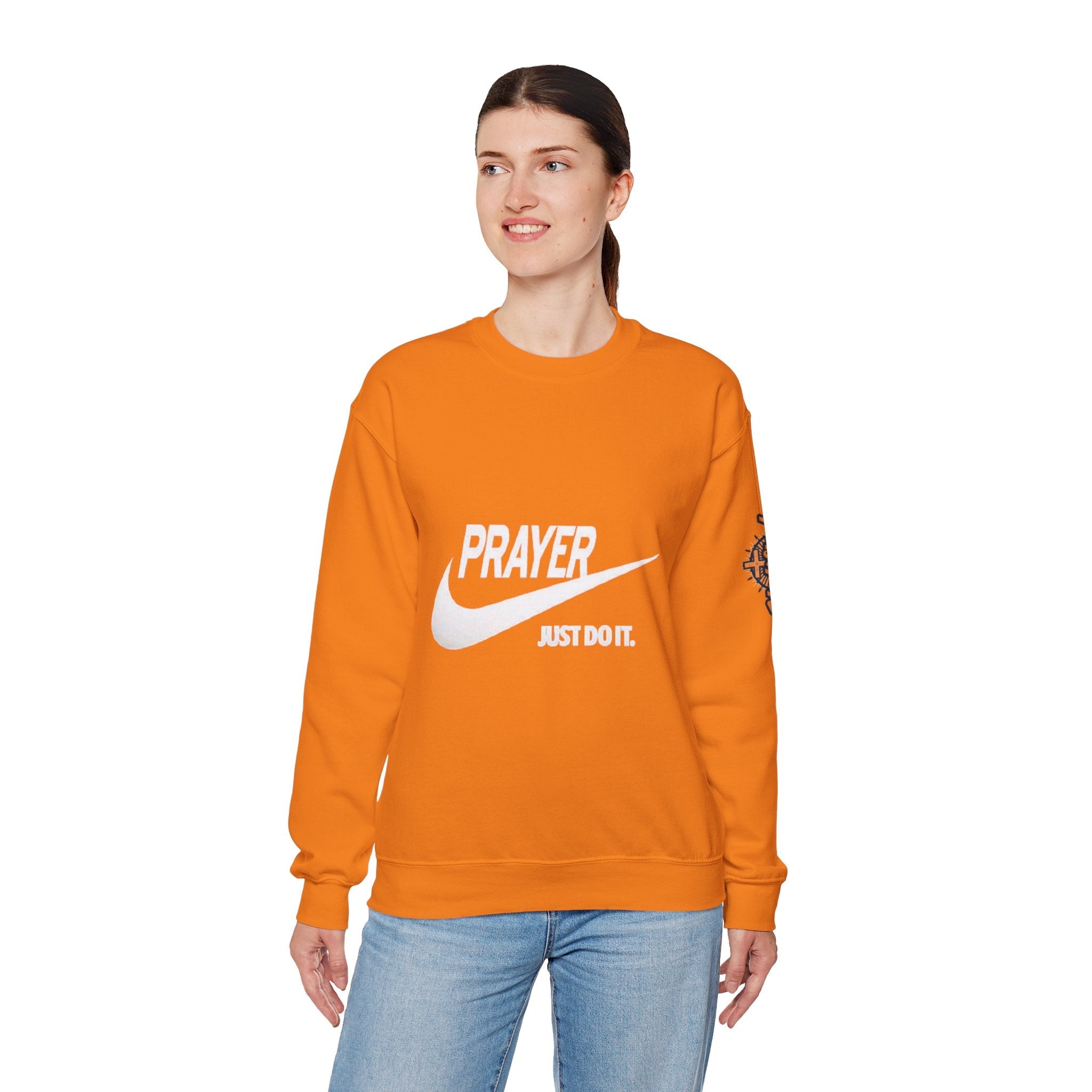 Prayer Just Do It Sweatshirt - Funny Christian Nike Parody Sweatshirt - Faith Gear Printify
