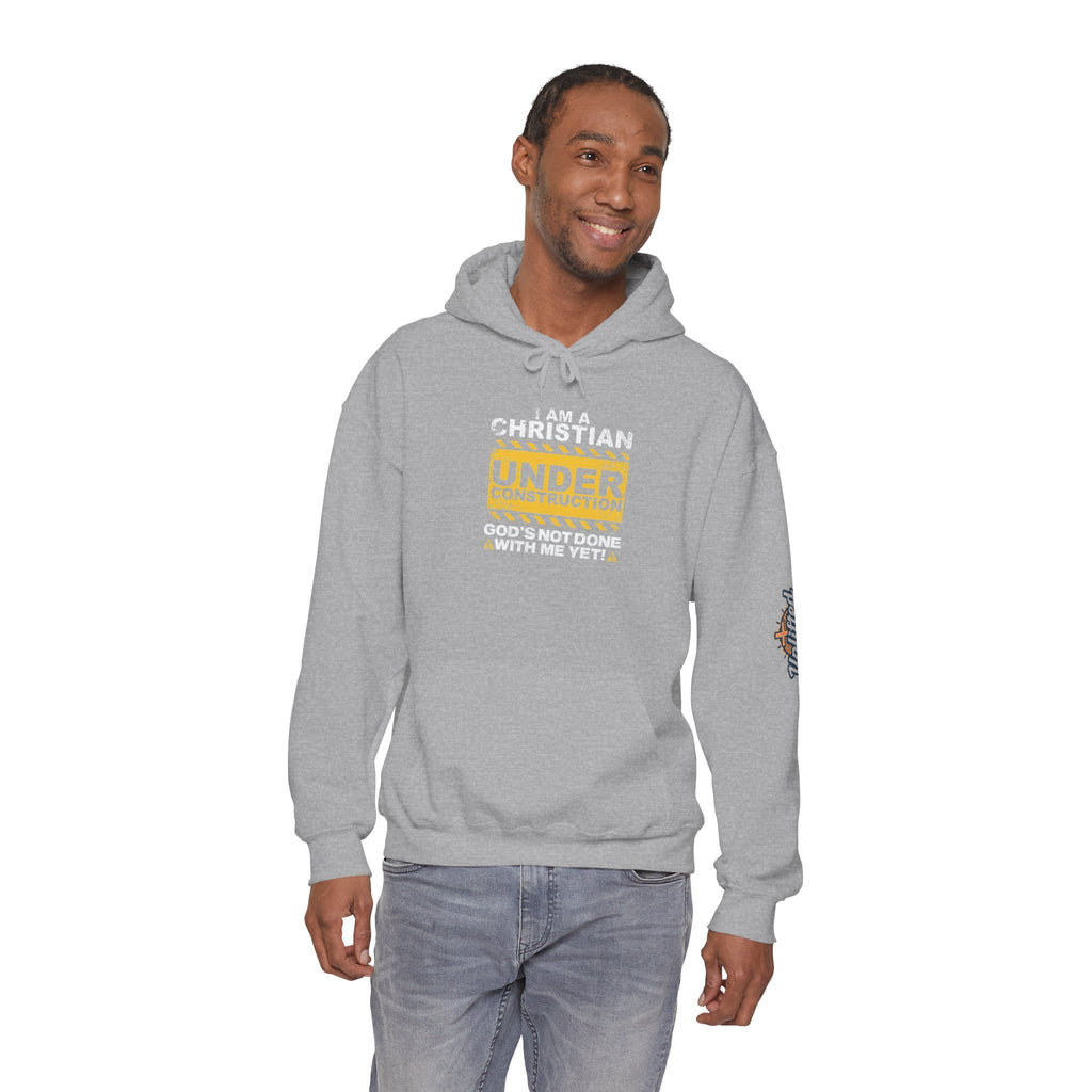 Christian Under Construction Hoodie | God Is Not Done With Me Yet Hoodie Printify